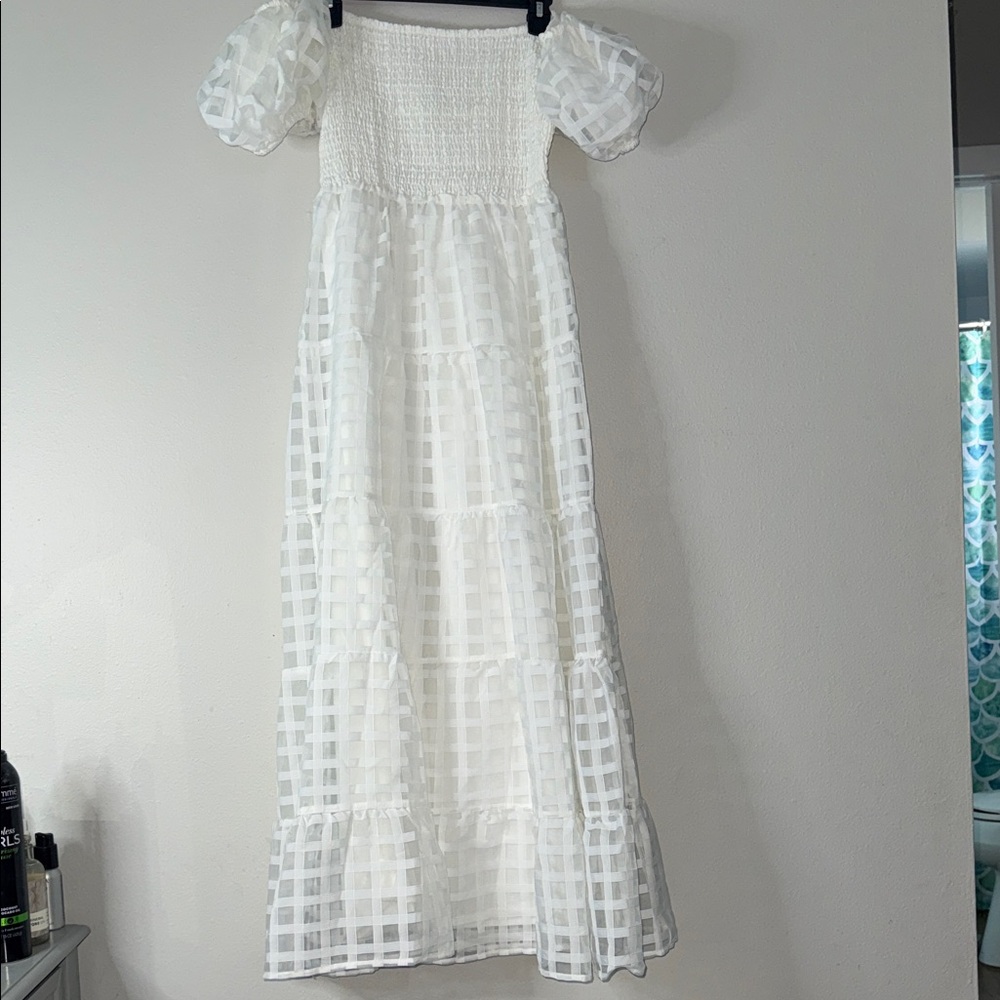 Pink Lily White Checkered Maxi Dress